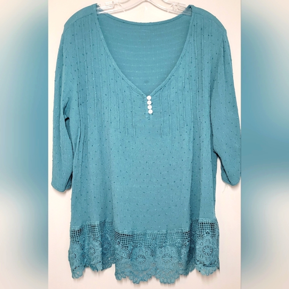 Blouse 3/4 Length sleeves 1X EUC